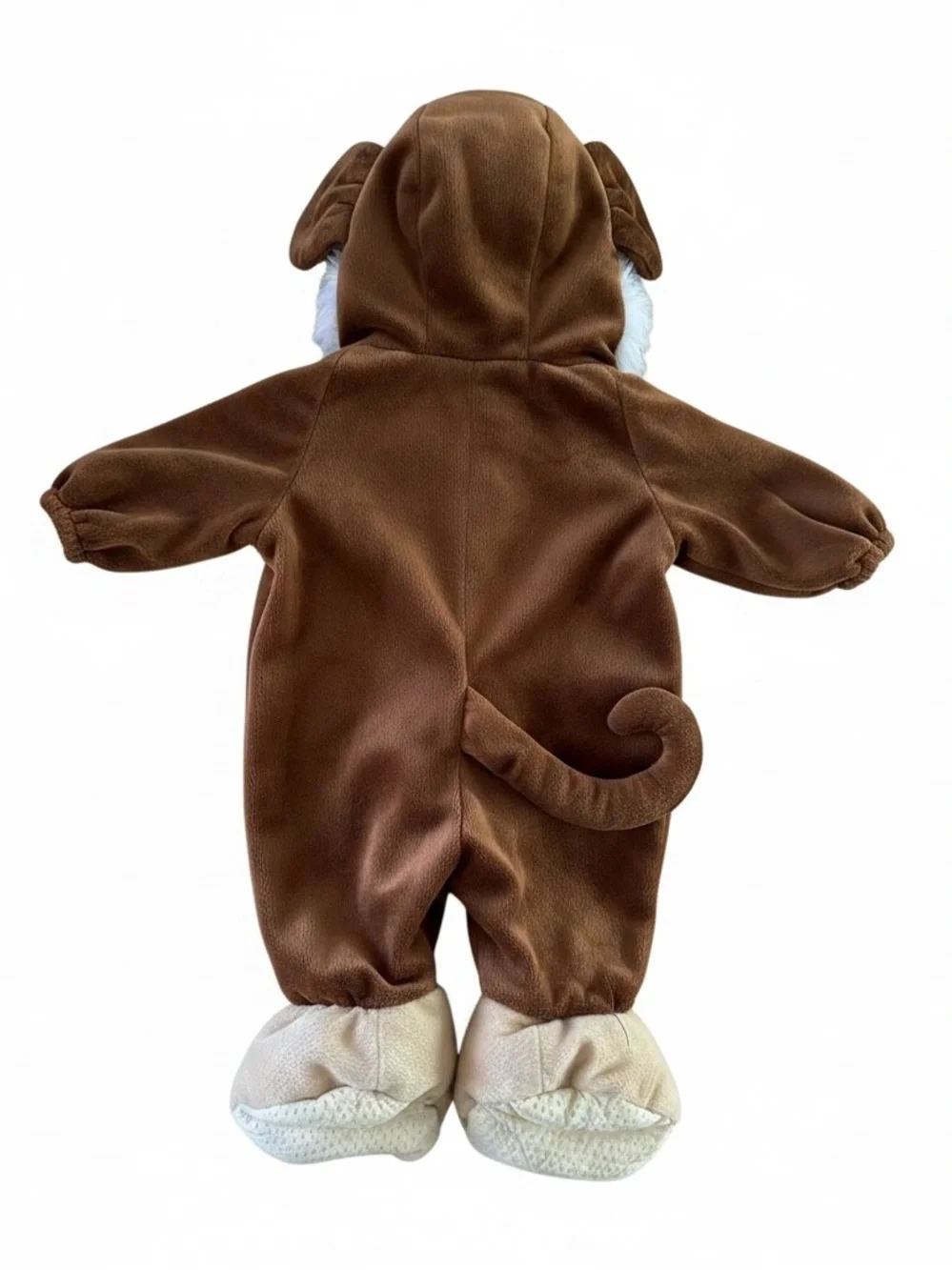 Plush Brown Beige Monkey Halloween Costume Infant Hooded Jumpsuit‎ Side Zip 0-6